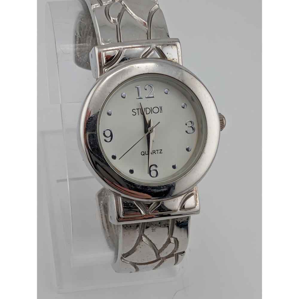 Studio Time Women's Bangle Watch 30mm Case Silver Band- New Battery